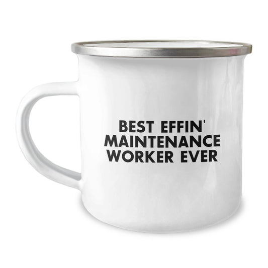 Funny Maintenance Worker Christmas Unique Gifts from Men to Their Coworkers - Best Effin' Maintenance Worker Ever Camping Mug - Image 1