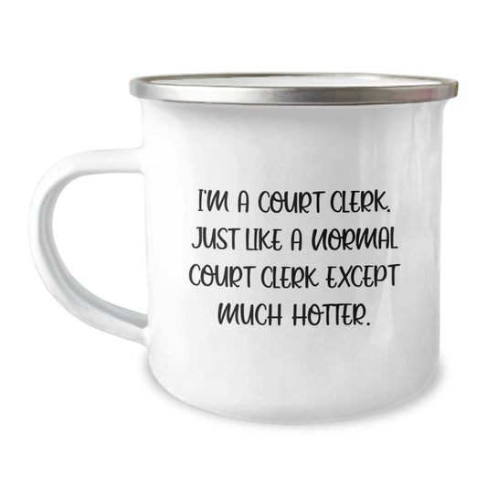Funny Court Clerk Gifts from Friends for Coworkers - Court Clerk Camping Mug - Christmas Unique Gifts for Court Clerks - Image 1