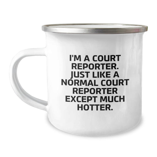 Funny Court Reporter Camping Mug Gifts from Men to Friends, Unique Court Reporter Gifts for Women, Court Reporter Humor Mug on Mother's Day - Image 1