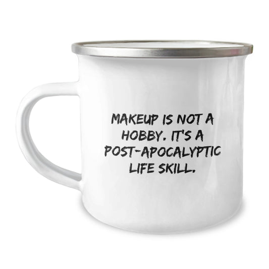 Makeup Enthusiasts' Survival Kit, Funny Gift for Makeup Lovers, Gifts from Friends on Graduation, 12 oz Camping Mug - Image 1