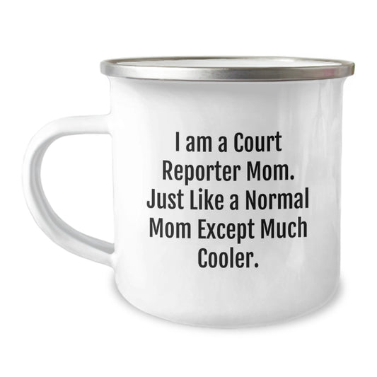 Court Reporter Mom's Funny Camping Mug, Gifts from Family to Court Reporter, Birthday Unique Treasures - Image 1