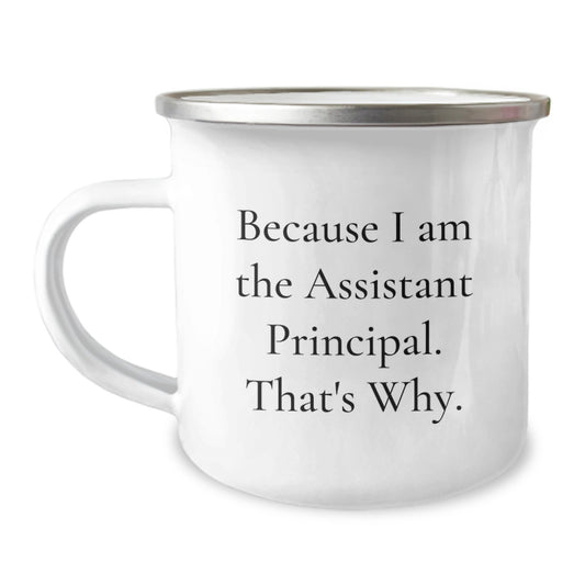 Funny Assistant Principal Camping Mug, Gifts from Friends, Unique Birthday Present for Assistant Principal, Because I Am The Assistant Principal. That's Why. - Image 1