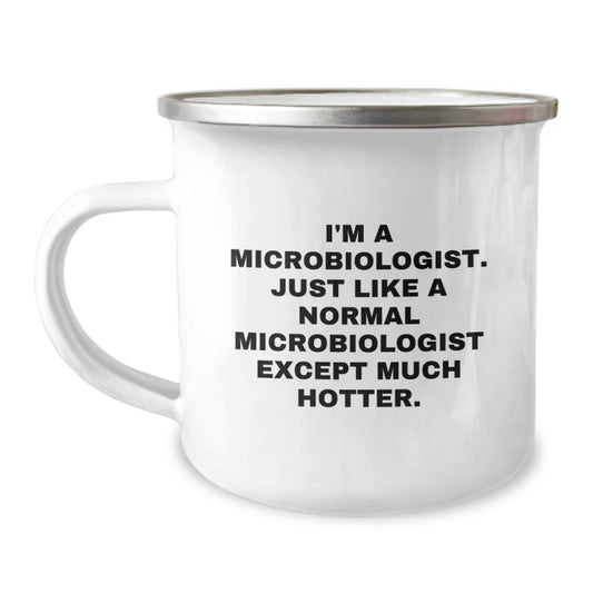 Funny Microbiologist Gifts for Men - 'I'm A Microbiologist' 12 oz Enamel Camping Mug, Birthday Unique Gifts from Friends, Coworkers, Family - Image 1