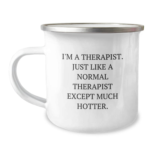 Funny 'I'm A Therapist Gifts from Friends, Women, Coworkers, Family to Therapist, Men, Women, Friends, Coworkers, Family for Christmas Unique Gifts - Therapist Camping Mug - Image 1