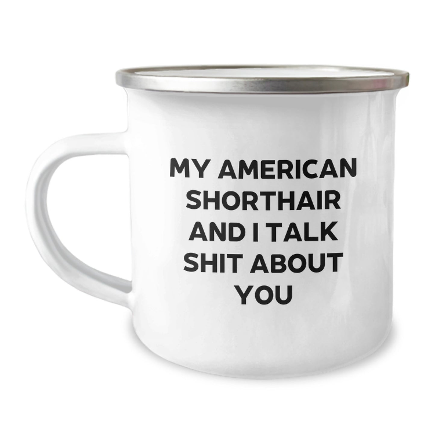 Funny American Shorthair Cat Gifts For Friends, American Shorthair Cat Lovers Camping Mug, Graduation Unique Gifts from Family - Image 1