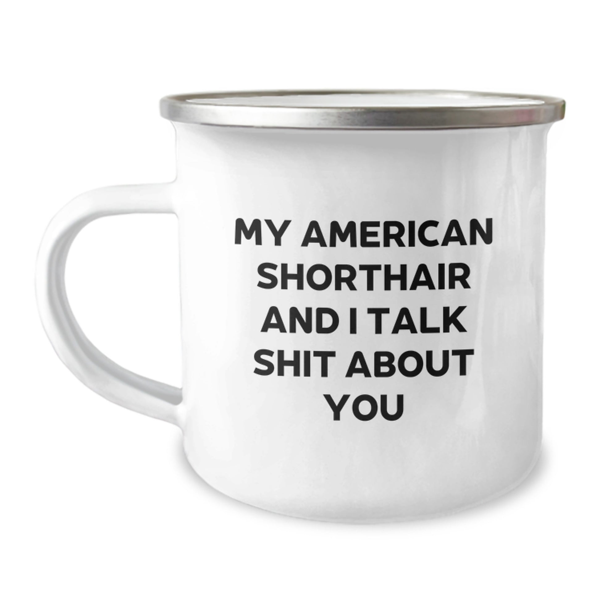 Funny American Shorthair Cat Gifts For Friends, American Shorthair Cat Lovers Camping Mug, Graduation Unique Gifts from Family - Image 1