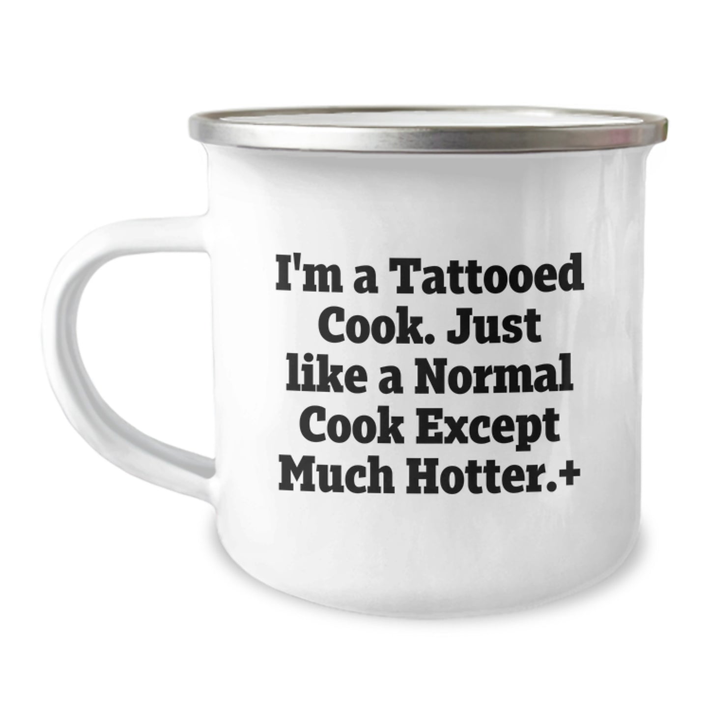 Funny Cook Gifts for Birthday - 'I'm A Tattooed Cook' Camping Mug, 12 oz Stainless Steel with Enamel Finish, Perfect for Men, Women, or Friends - Image 1