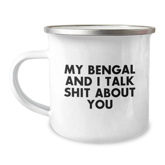 Funny Bengal Cat Camping Mug, Gifts from Men or Women to Bengal Cat Lovers, Valentine's Unique Gifts - Image 1