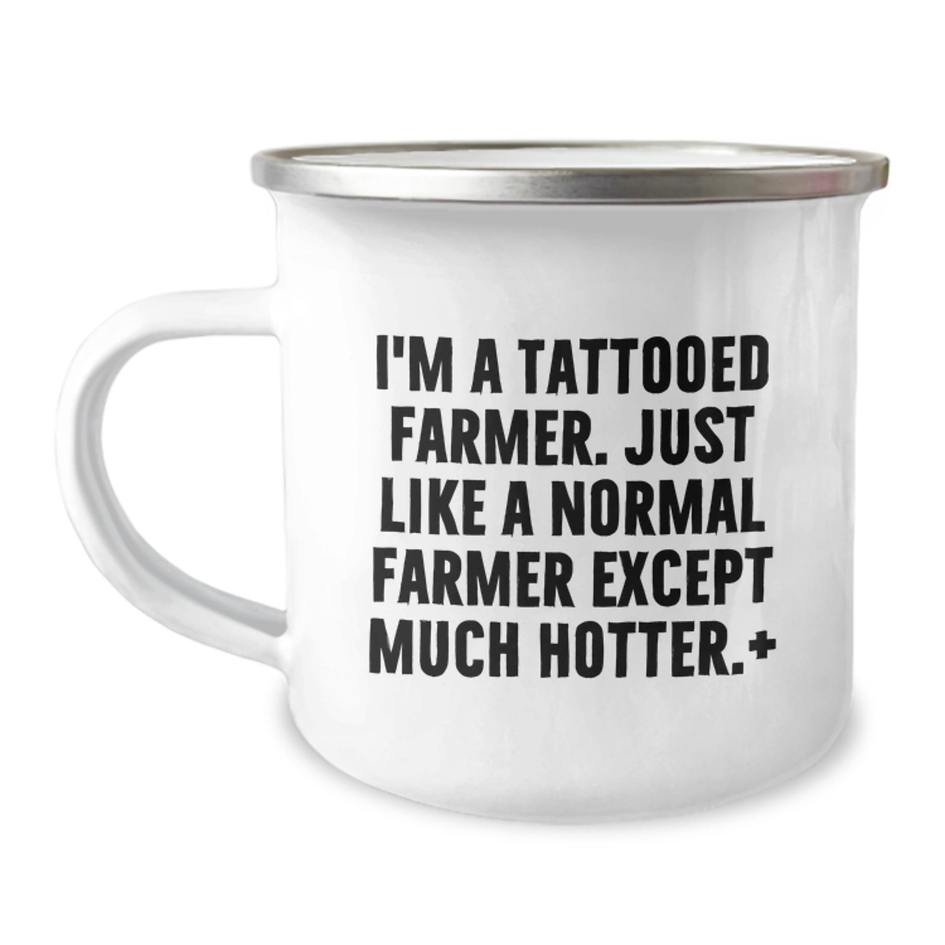 Farmer Gifts, Camping Mug for Men, Funny Quote 'I'm A Tattooed Farmer. Just Like A Normal Farmer Except Much Hotter.' - Gifts from Family to Friends - Image 1