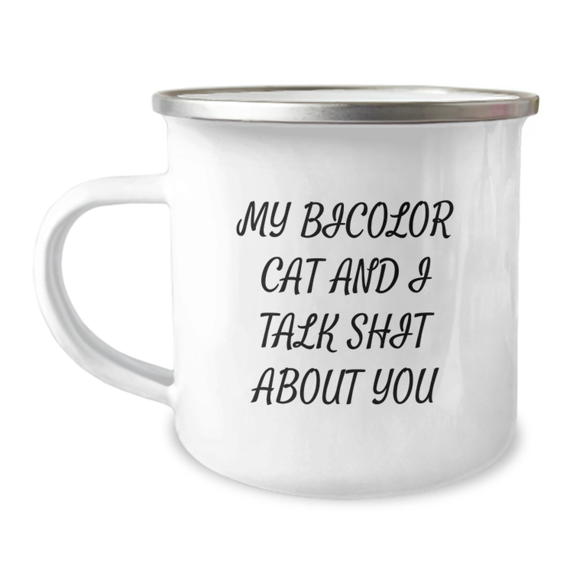 Funny Bicolor Cat Lover Gifts from Friends - Bicolor Cat Camping Mug for Valentine's - Image 1