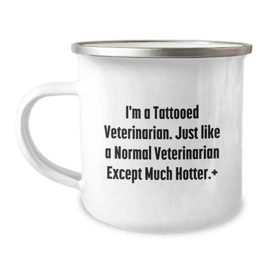 Funny Gifts from Friends for Veterinarian Men, Camping Mug for Graduation Unique Gifts, 'I'm A Tattooed Veterinarian...' - Image 1