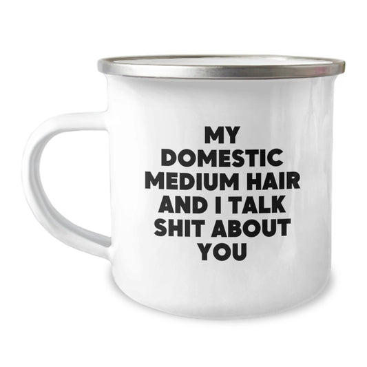 Funny Domestic Medium Hair Camping Mug with Gifts from Friends - Perfect for Domestic Medium Hair Enthusiasts on Father's Day - Unique Camping Mug for Men - Image 1