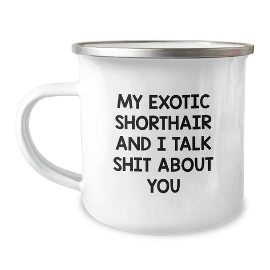 Funny Exotic Shorthair Cat Gifts for Men from Friends, Exotic Shorthair Cat Lover Unique Camping Mug for Graduation - Image 1