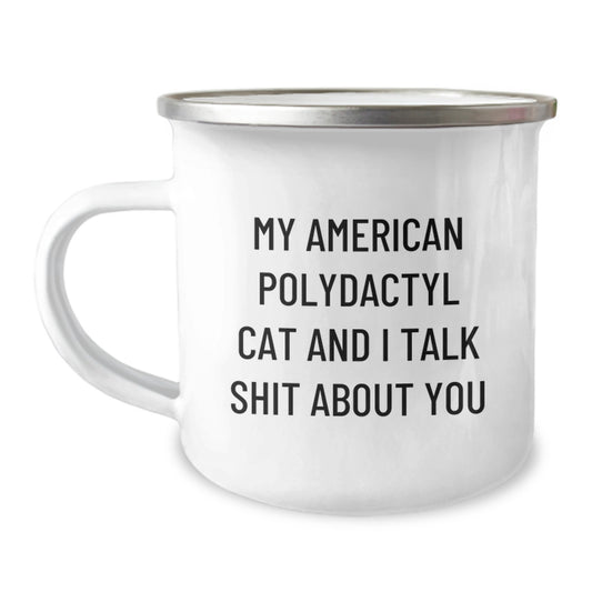 Birthday Gift American Polydactyl Cat Camping Mug for Her Present - Image 1