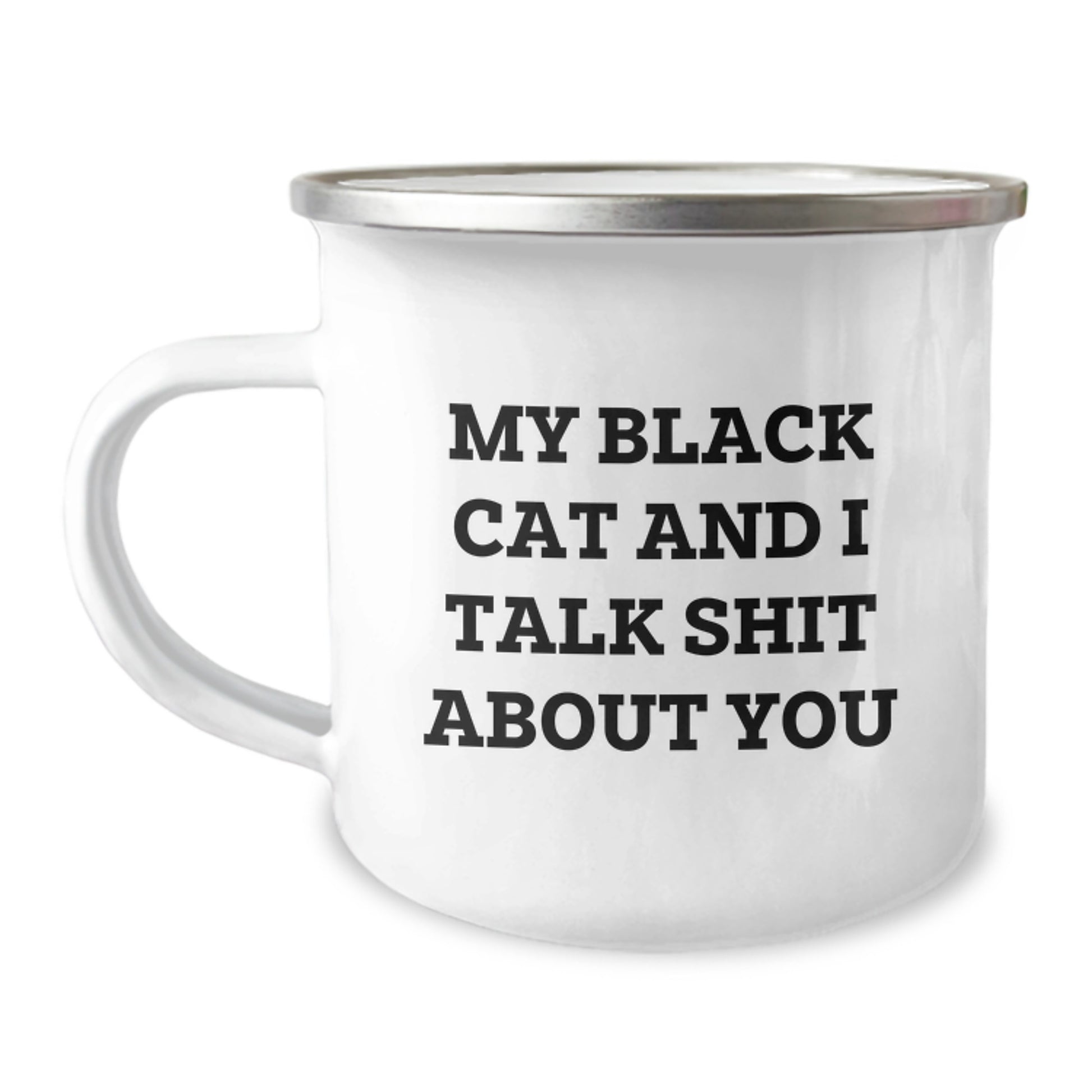 Funny Black Cat Gifts from Friends for Valentine's Unique Camping Mug - Image 1