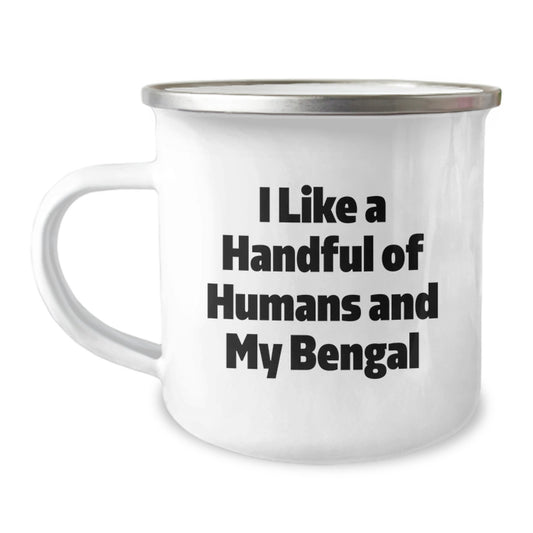 Bengal Cat Lovers Gifts from Friends for Graduation Unique Bengal Cat Camping Mugs, Funny Quote I Like A Handful Of Humans And My Bengal - Image 1