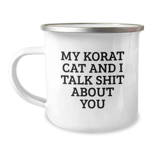 Korat Cat Lovers' Funny Camping Mug Gift for Friends, Funny Birthday Unique Gifts, Gifts from Korat Cat Enthusiasts, Korat Cat Gifts for Family - Image 1