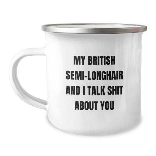 Funny British Semi-Longhair Cat Gifts for Friends, Christmas Unique Mugs with Quote My British Semi-longhair And I Talk Shit About You, Gifts from Friends - Image 1