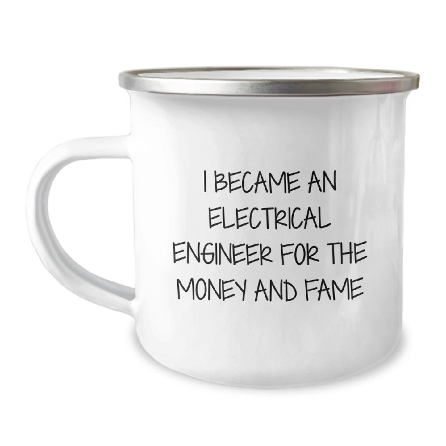 Funny Electrical Engineer Birthday Unique Gifts from Friends, Unique Camping Mug for Electrical Engineer, Humorous Gifts for Men or Women - I Became An Electrical Engineer For The Money And Fame Mug - Image 1