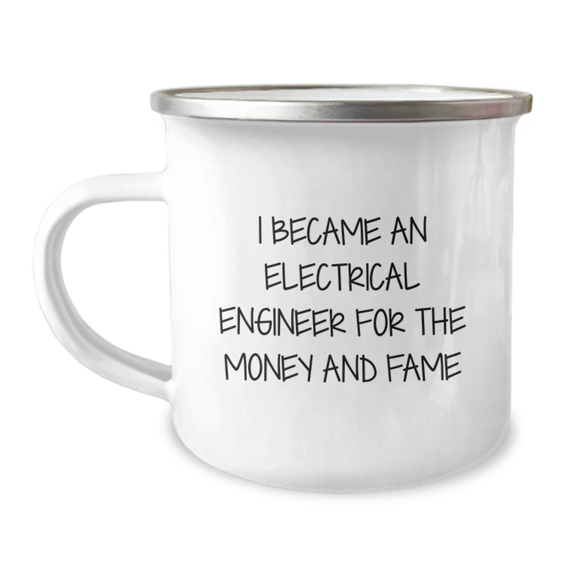 Funny Electrical Engineer Birthday Unique Gifts from Friends, Unique Camping Mug for Electrical Engineer, Humorous Gifts for Men or Women - I Became An Electrical Engineer For The Money And Fame Mug - Image 1