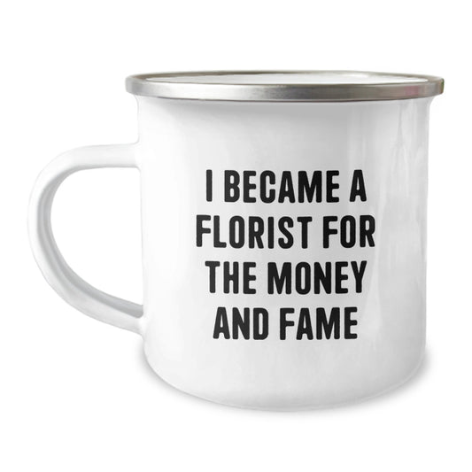 Funny Florist Camping Mug Gifts from Men to Florist Friends on Birthday Unique Occasions - Image 1