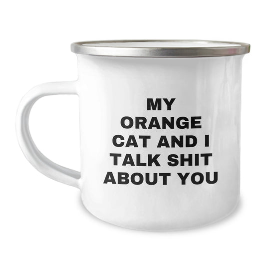 Orange Cat Lover Camping Mug, Funny Gift for Men, Women, Family, Friends from Orange Cat Enthusiast on Valentine's - Image 1