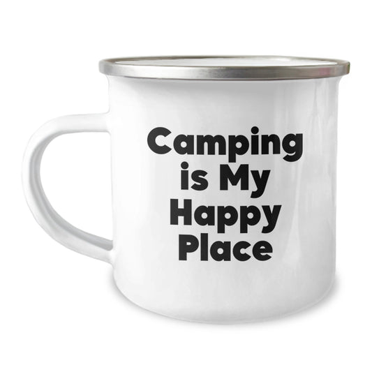 Camping Gifts from Friends, Funny Camping Mug, 'Camping Is My Happy Place', Perfect for Camping Enthusiasts, Graduation Unique Gifts - Image 1