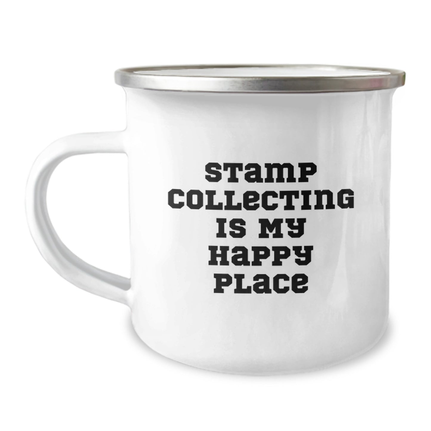 Funny Stamp Collecting Gifts for Friends, Unique Valentine's Mug for Stamp Enthusiasts, Camping Mug with 'Stamp Collecting Is My Happy Place' Quote - Image 1