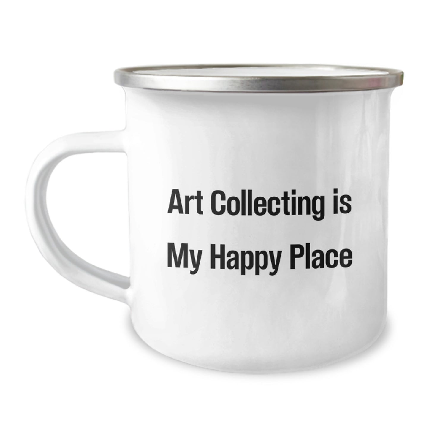 Art Collecting Camping Mug Graduation Unique Gifts from Friends and Family, Inspirational Quote 'Art Collecting Is My Happy Place' for Art Collecting Lovers - Image 1