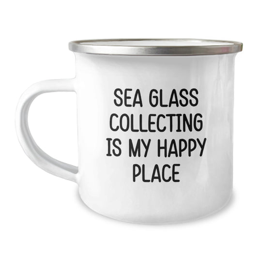 Gifts from Loved Ones, Sea Glass Collecting Enthusiasts, and Camping Mug Lovers - 'Sea Glass Collecting Is My Happy Place' Valentine's Unique Gifts for Sea Glass Collectors - Image 1