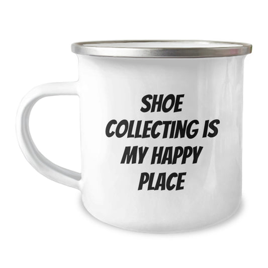 Funny Shoe Collecting Gifts for Men Graduation Unique Mugs from Friends Camping Enthusiasts to Show Off Love for Shoe Collection, 'Shoe Collecting Is My Happy Place' - Image 1