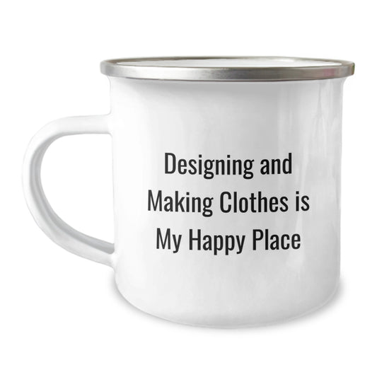 Designing and Making Clothes Enthusiasts Gifts from Friends and Family - 'Designing And Making Clothes Is My Happy Place' Birthday Unique Mugs for Designing and Making Clothes Lovers - Image 1