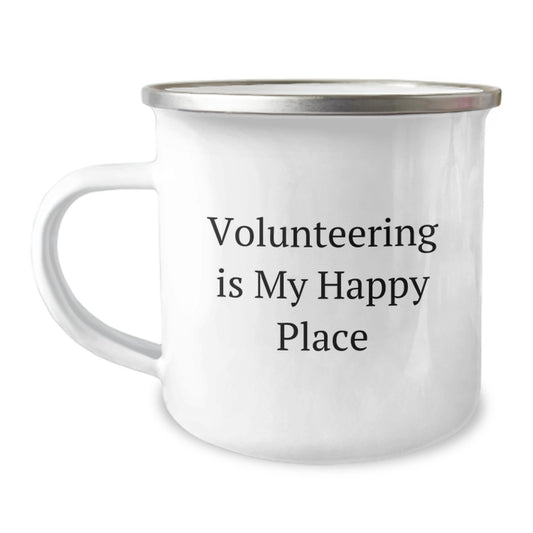 Funny, Unique Volunteering Gifts for Friends and Family - 'Volunteering Is My Happy Place' Camping Mug, Birthday Unique Gifts from Friends - Image 1