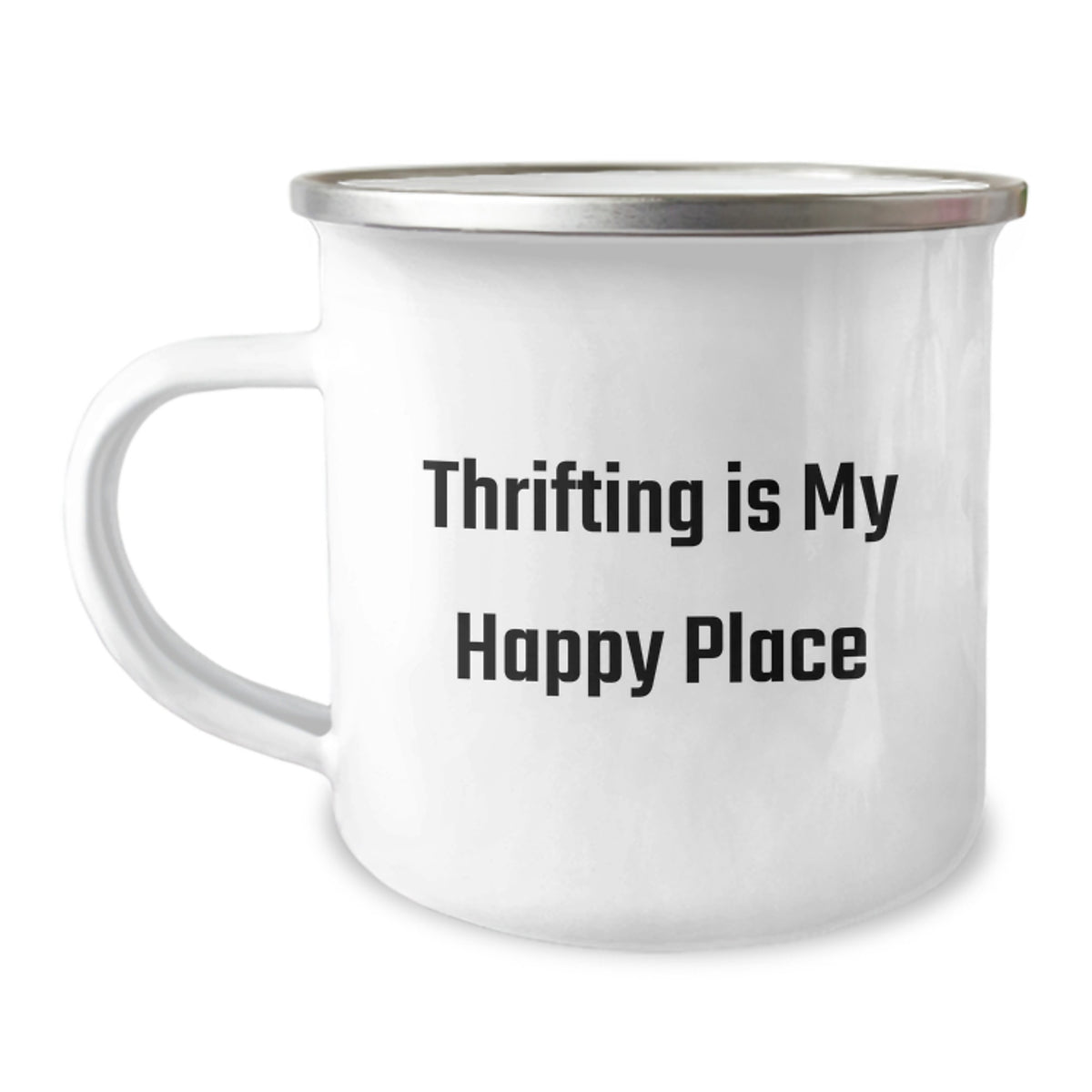 Gifts from Thrifting Lovers, Inspirational 'Thrifting Is My Happy Place' Camping Mug for Thrifting Enthusiasts, Graduation Unique Gifts for Friends, Family, Men, Women - Image 1