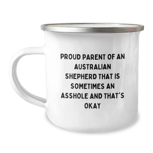 Funny Aussie Shepherd Dad Gifts from Friends to Proud Parents on Graduation Unique - Camping Mug - Image 1