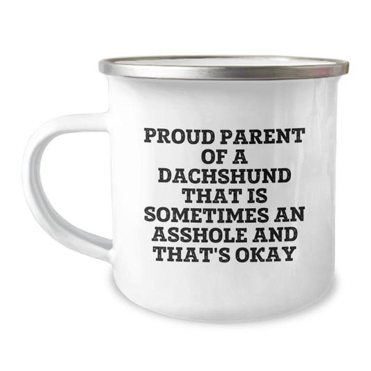 Funny Dachshund Dog Parenting Humor Camping Mug, Gifts from Men, Gifts for Dad on Father's Day - Image 1