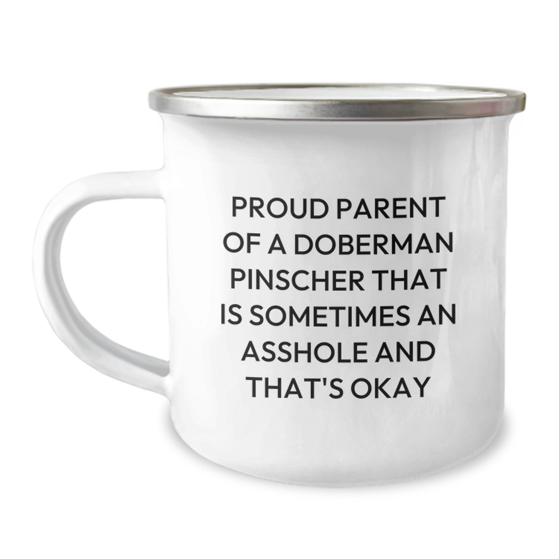 Funny Doberman Pinscher Dog Gifts for Men Father's Day Camping Mug with Proud Parent Quote - Image 1