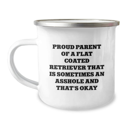Funny Flat Coated Retriever Dog Camping Mugs for Birthday Unique Gifts from Friends to Proud Parents of Flat Coated Retrievers, Camping Lovers, and Outdoor Enthusiasts - Image 1