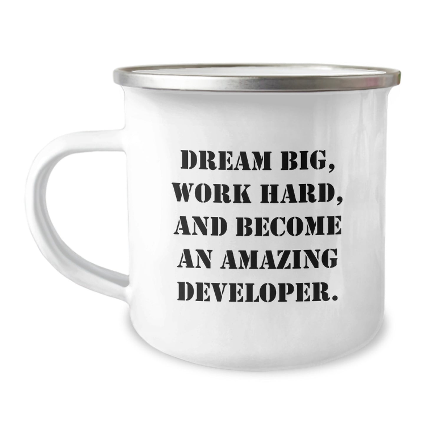 Developer Gifts Funny Quotes Camping Mug for Birthday - Gifts from Family to Developer Friends and Coworkers - Stainless Steel with Enamel Finish - Image 1