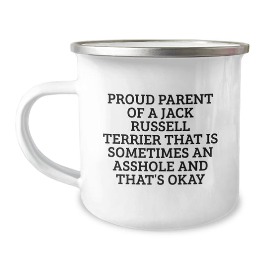 Funny Jack Russell Terrier Dog Gifts for Graduation - Camping Mug from Friends - Proud Parent Quotes - Image 1