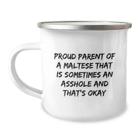 Funny Maltese Dog Camping Mug Gifts for Proud Parents Birthday Unique Unique Gifts from Family - Image 1