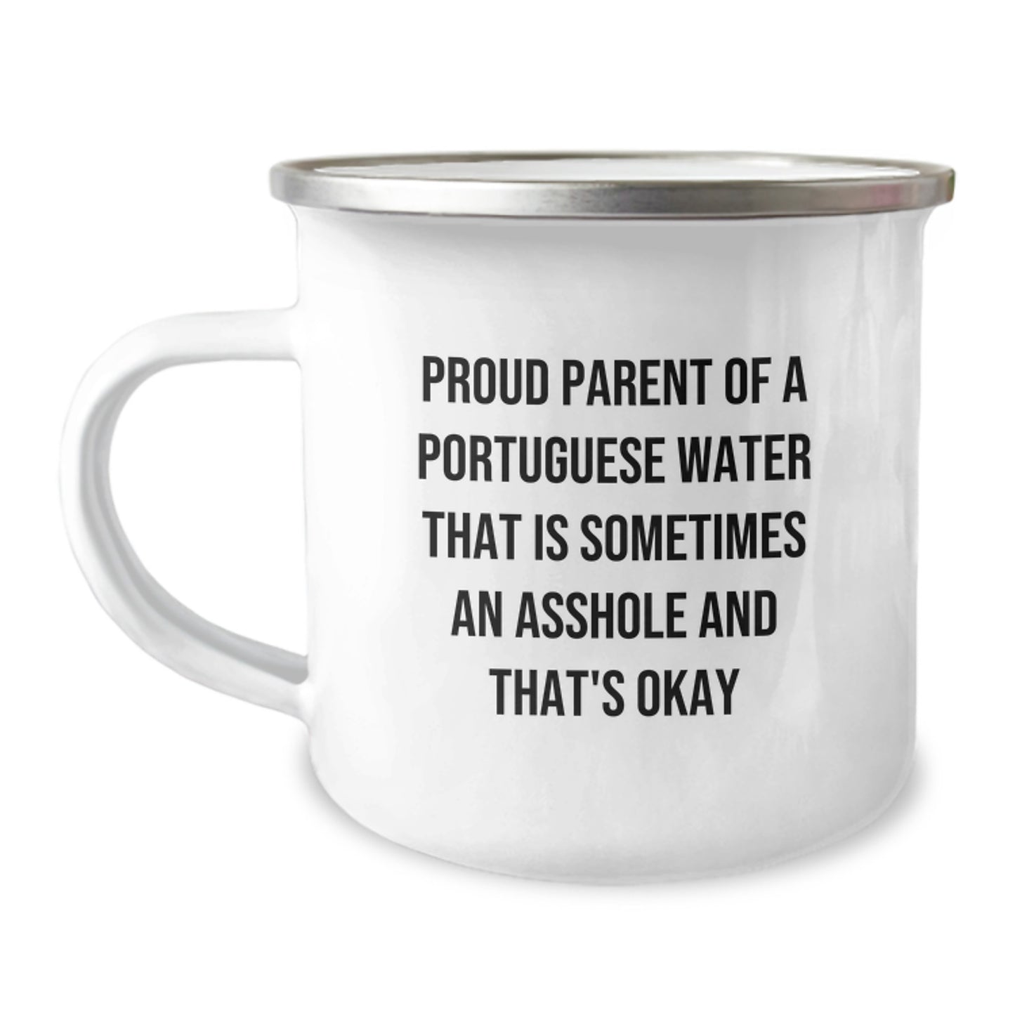 Funny Portuguese Water Dog Camping Mug Gift for Proud Parents and Graduates - Image 1
