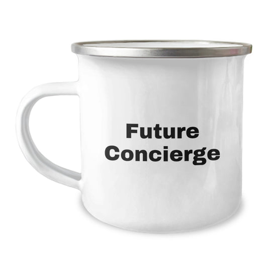 Funny Future Concierge Gifts for Men - Unique Camping Mug from Friends, Perfect for Coworkers, Family, and Concierge Lovers - Christmas Unique Gifts with Inspirational Quote - Image 1