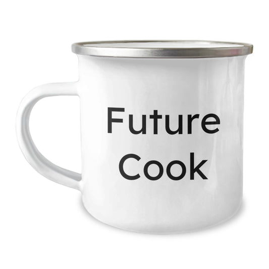 Funny Quote Camping Mug for Future Cooks Gifts from Family Friends, Christmas Unique Ideas for Men Women Friends, 12 oz Stainless Steel with Enamel Finish - Image 1