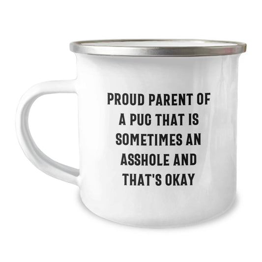 Pug Dog Gifts for Men, Funny Camping Mug, Proud Parent, Graduation Unique Gifts from Family - Image 1