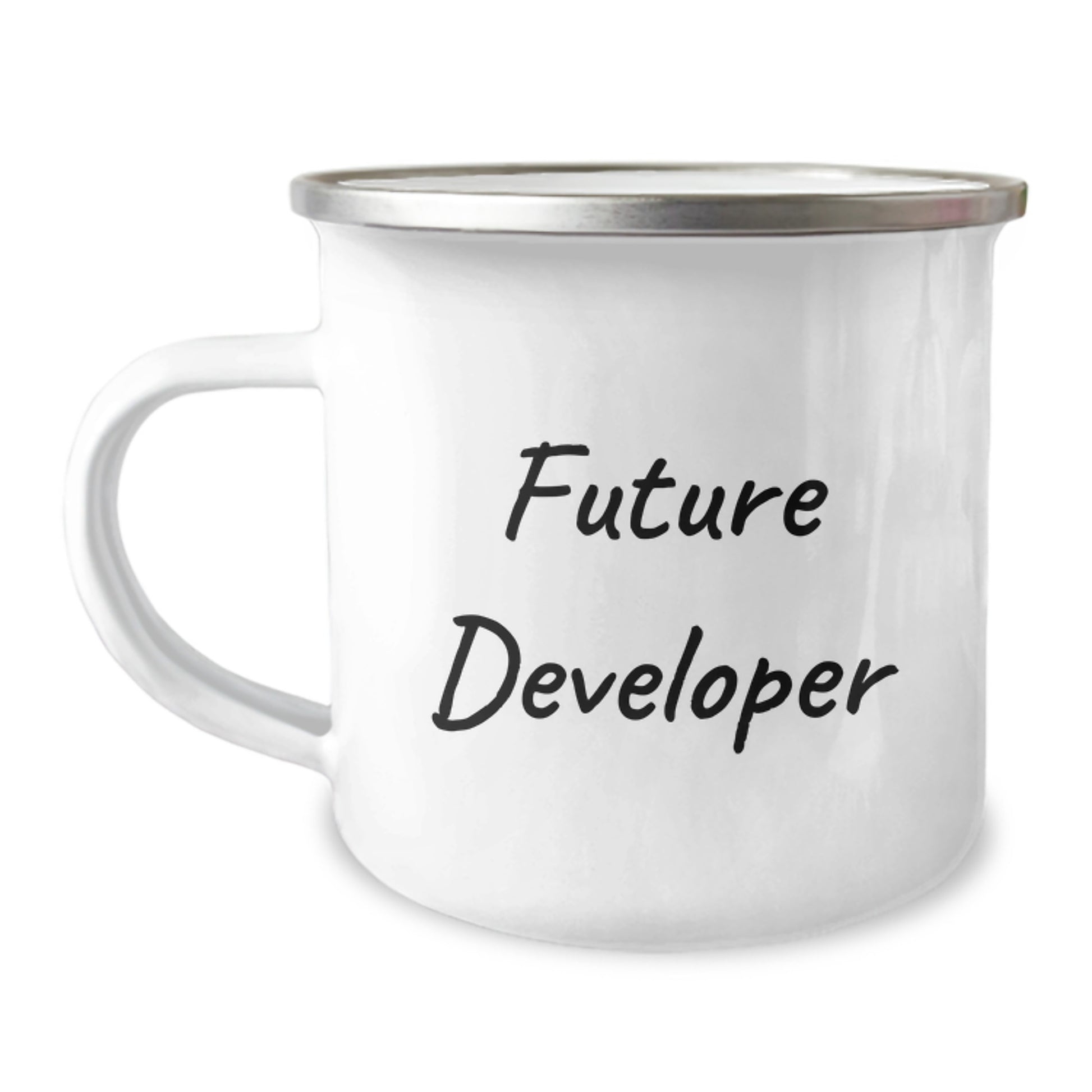 Funny Developer Gifts from Friends - Future Developer Camping Mug, 12 oz Capacity, Stainless Steel with Enamel Finish, Unique Birthday Unique Gifts for Men or Women - Image 1