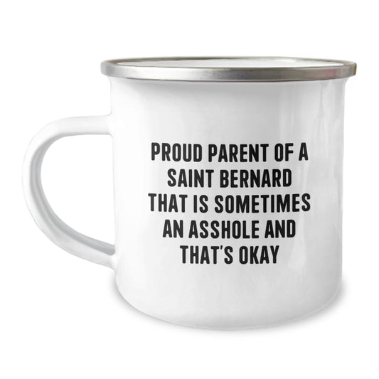 Saint Bernard Dog Lover Funny Camping Mug Gifts from Men to Friends for Graduation Unique Cheers - Image 1