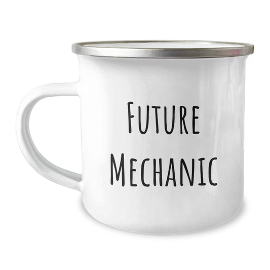 Funny Future Mechanic Gifts from Friends for Birthday - Mechanic Enthusiast Camping Mug, 12 oz Stainless Steel with Enamel Finish - Image 1
