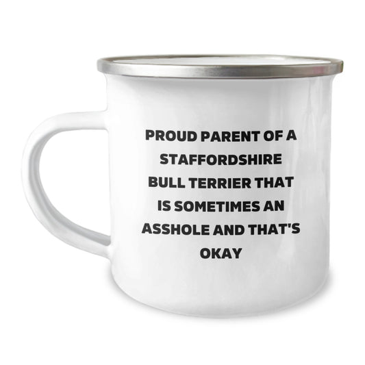 Funny Staffordshire Bull Terrier Dog Gifts for Men - Proud Parent Mug - Camping Graduation Unique Gifts from Family - Image 1