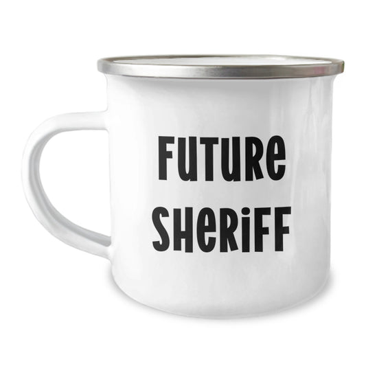 Funny Sheriff Future Sheriff Camping Mug Gifts from Family for Birthday Unique Sheriff Gifts - Image 1